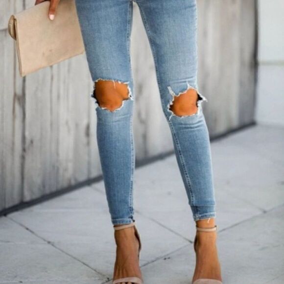 Free people High-Rise Busted Knee Skinny Jeans SIze 27 - Picture 2 of 8